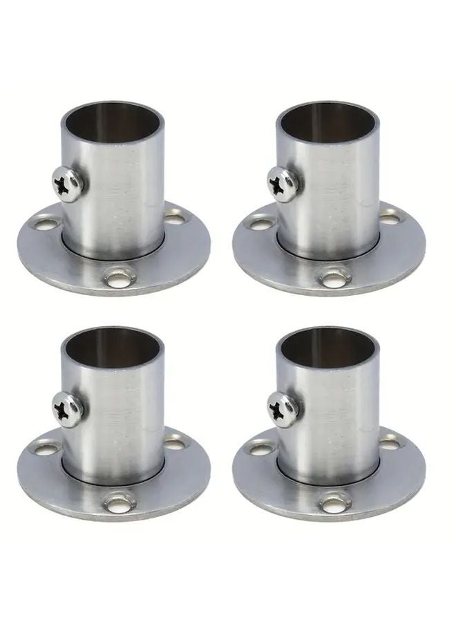 4pcs Stainless Steel Shower Rod Flange Holders Brushed Metal Finish Support Brackets - Image 2