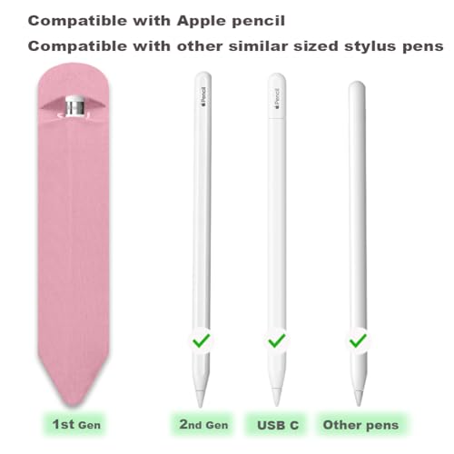 SIXFU Pencil Holder Compatible with Apple Pencil Pro/ 2nd Generation/ 1st Generation/USB-C Pencil, Adhesive Elastic Sleeve Pocket for iPad Pencil and Multiple Types Stylus Pen (Pink) - Image 4