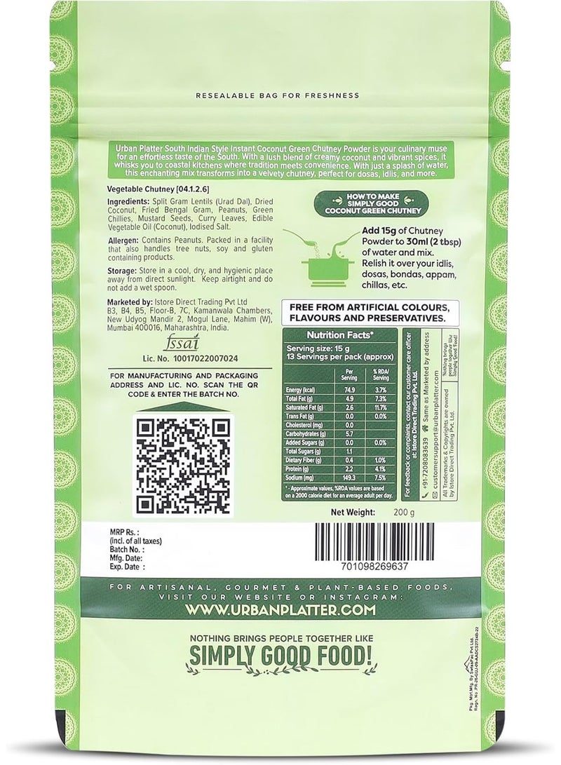 Urban Platter Coconut Green Chutney Powder 200g - Image 2