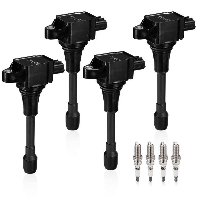 BDFHYK Ignition Coil Pack UF549 and Iridium Spark Plug 9029 Compatible with Nissan Altima 2008 2009 2010 2011 2012 2013 Nissan Rogue Sentra Versa 2013-2021 Nissan Coil Pack NV200 Cube 2.5L Set of 4 - Image 1