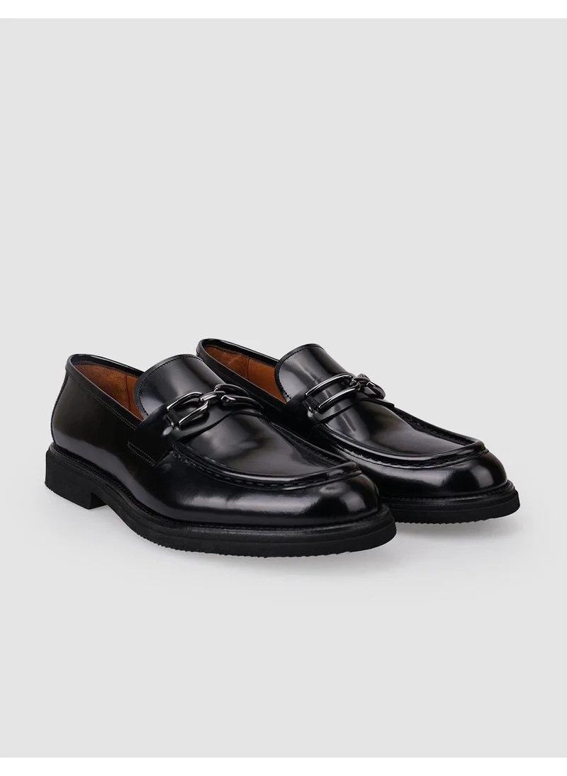 Cabani 100% Genuine Leather Black Open Buckle Men's Classic Shoes