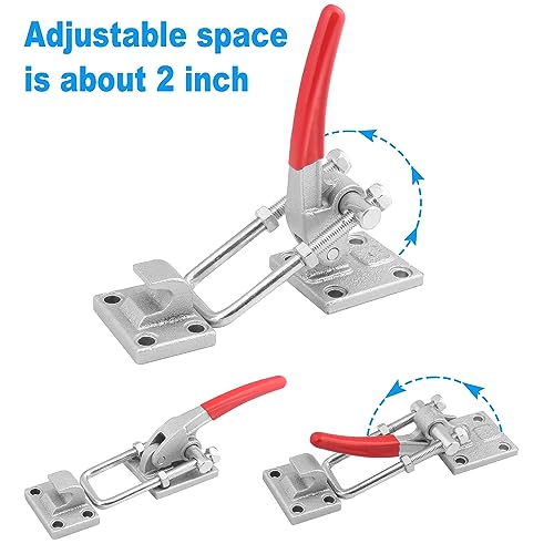 GENHAKON 10.2 Inch 2 Pack Heavy Duty Large Toggle Clamp Latch, 7700Lbs Holding Capacity, Tire Carrier Latch, Self-Lock U-Bolt Adjustable for Trailer Latch, Machine, Smoker Lid, latches Hardware, by GENHAKON. - Image 3