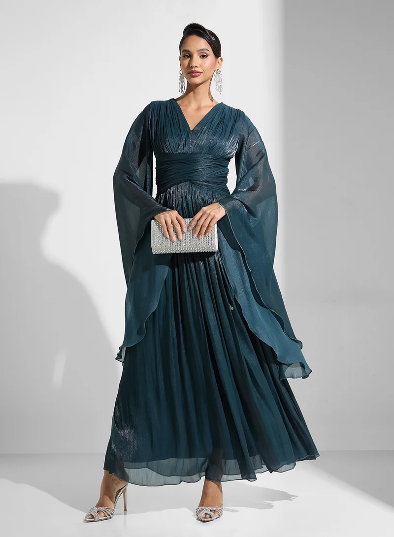 Iyra Flutter Sleeve Gown Dress