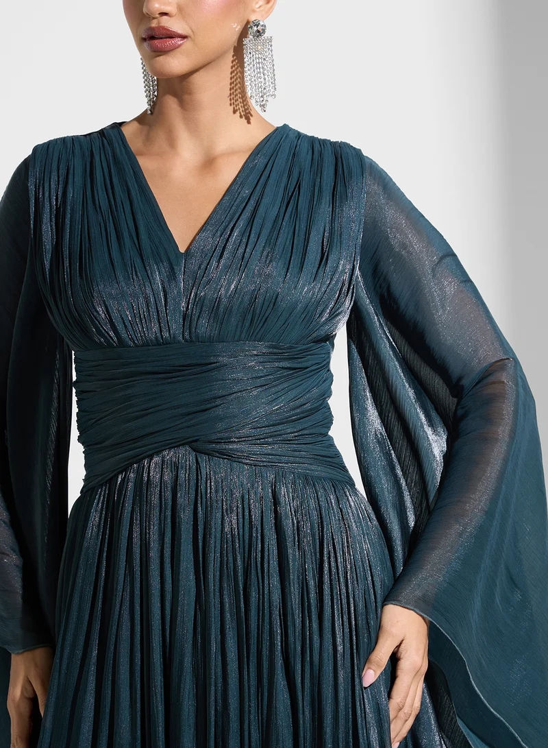 Iyra Flutter Sleeve Gown Dress