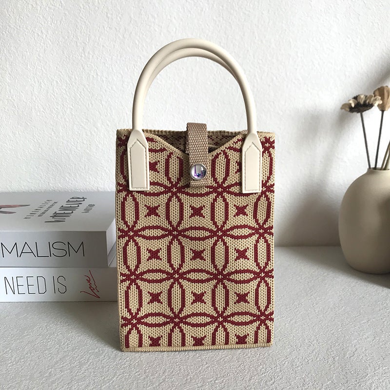 Spring And Korean Style Niche Design Cute Mini Mobile Phone Bag Knitted Unit Price Crossbody Bag Portable Hand Bag - Image 1