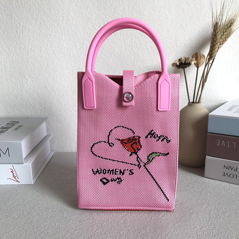 Spring And Korean Style Niche Design Cute Mini Mobile Phone Bag Knitted Unit Price Crossbody Bag Portable Hand Bag - Image 5