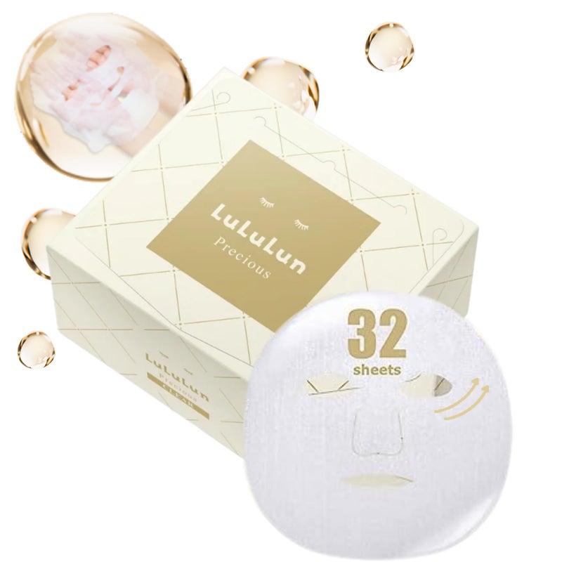 Lululun 32 EA Organic Face Mask for Women  Men  Anti Aging Face Masks Skincare Japanese Daily Facial Mask with Green Tea Peptides  Shiso Leaf Extract for Dull Even Toning Skin PRECIOUS CLEAR