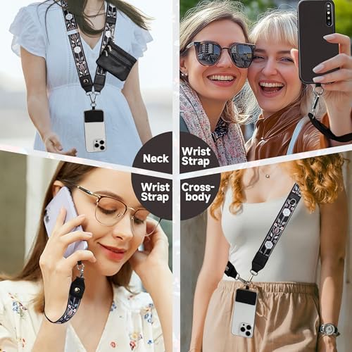FUVLIFE Phone Lanyard Crossbody Wrist Strap Adjustable Clip and Go Strap for Phone with Wallet Crossbody Phone Strap with Zippered Pouch Universal HandsFree for All Cell Phone - Image 3
