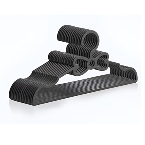 GROFFY Plastic Premium Clothes Hangers for Hanging Clothes, Hangers for Clothes Hanging,Hangers for Clothes in Wardrobe (Black, Pack of 10) - Image 1