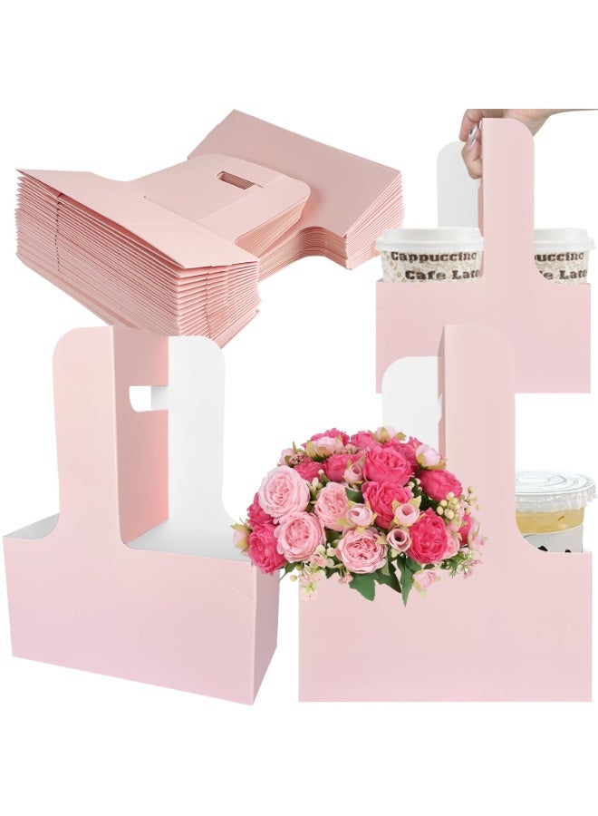 2 Cup Drink Carrier with Handle, 50 Pcs Cardboard Cup Holders, Disposable Drink Carriers for Delivery, Kraft Paper Coffee Cup Holder to Go, Take Out Cup Carriers for Hot/Cold Drinks. - Image 1