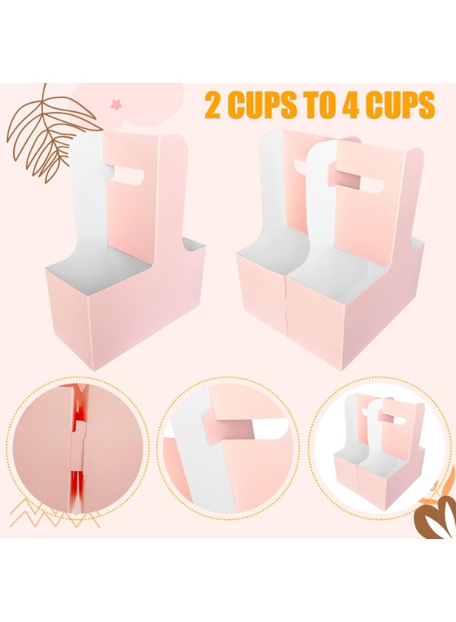 2 Cup Drink Carrier with Handle, 50 Pcs Cardboard Cup Holders, Disposable Drink Carriers for Delivery, Kraft Paper Coffee Cup Holder to Go, Take Out Cup Carriers for Hot/Cold Drinks. - Image 5