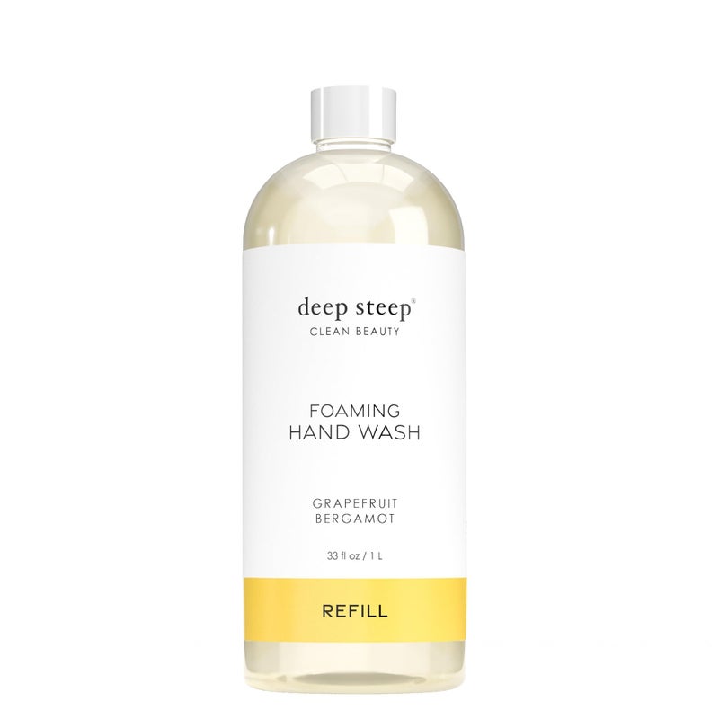Deep Steep Foaming Hand Wash, Grapefruit Bergamot Refill, 33oz, Gentle Cleanser with Aloe, Argan Oil, Shea Butter & Hyaluronic Acid â€“ Vegan, Clean Beauty, Soft & Hydrated Hands - Image 1