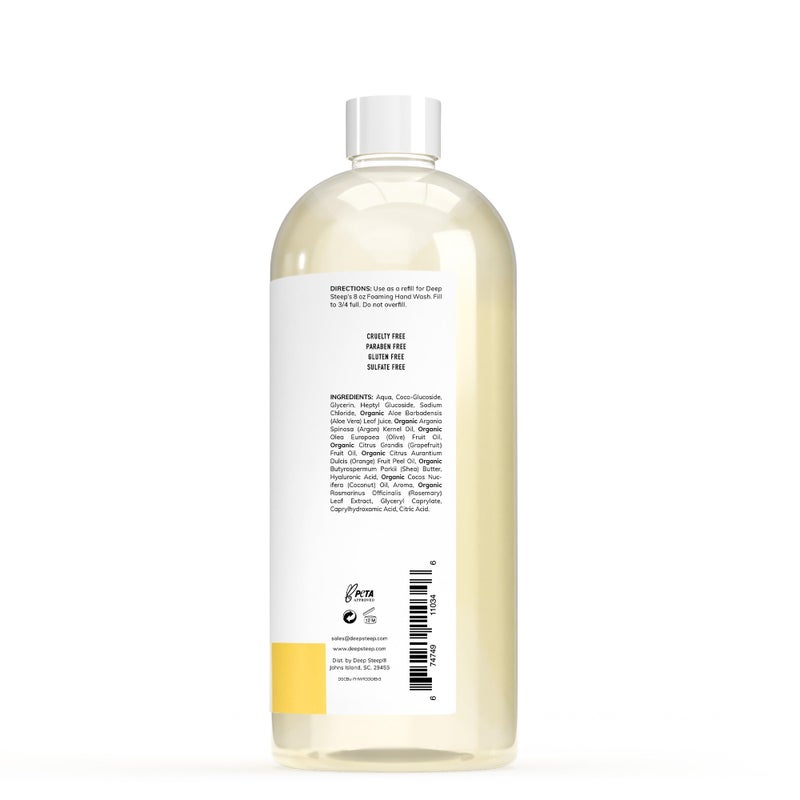 Deep Steep Foaming Hand Wash, Grapefruit Bergamot Refill, 33oz, Gentle Cleanser with Aloe, Argan Oil, Shea Butter & Hyaluronic Acid â€“ Vegan, Clean Beauty, Soft & Hydrated Hands - Image 2