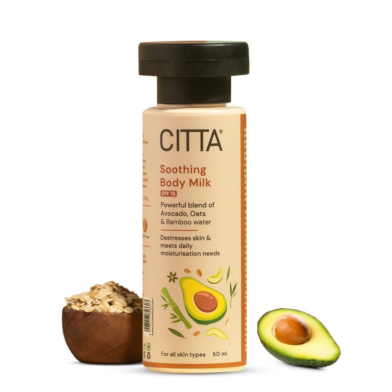 CITTA Soothing Body Milk For Men Women Deep Moisturization SPF NonGreasy Blend of Avocado Oats Bamboo Water LongLasting Moisturization For Daily Use For All Skin Types 50 ml - Image 1