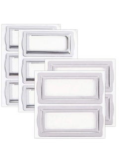Remarkable Clip Label Holders Self Adhesive Metal Bookplates For Books Cards Horizontal Metal Drawer Tag Label Holder Frame For Office Library File Cabinet(3.1 X 1.4 In 4 Pack 2.2 X 1 In 6 Pack)  - Image 1