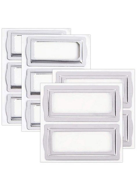 Clip Label Holders Self Adhesive Metal Bookplates For Books Cards Horizontal Metal Drawer Tag Label Holder Frame For Office Library File Cabinet(3.1 X 1.4 In 4 Pack 2.2 X 1 In 6 Pack)