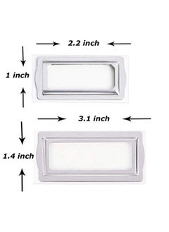 Remarkable Clip Label Holders Self Adhesive Metal Bookplates For Books Cards Horizontal Metal Drawer Tag Label Holder Frame For Office Library File Cabinet(3.1 X 1.4 In 4 Pack 2.2 X 1 In 6 Pack)  - Image 3