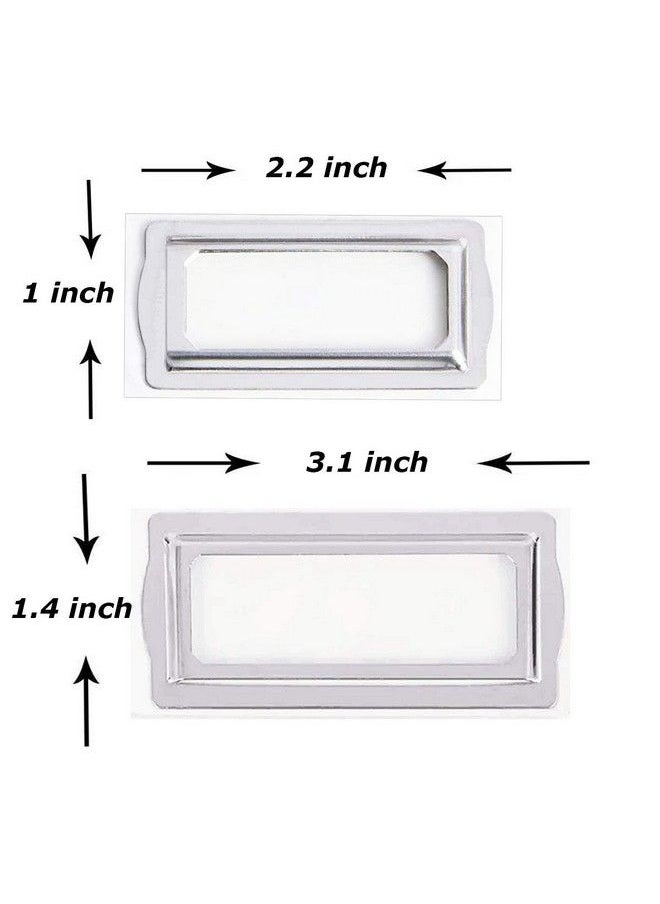 Remarkable - Clip Label Holders Self Adhesive Metal Bookplates For Books Cards Horizontal Metal Drawer Tag Label Holder Frame For Office Library File Cabinet(3.1 X 1.4 In 4 Pack 2.2 X 1 In 6 Pack) - Image 1