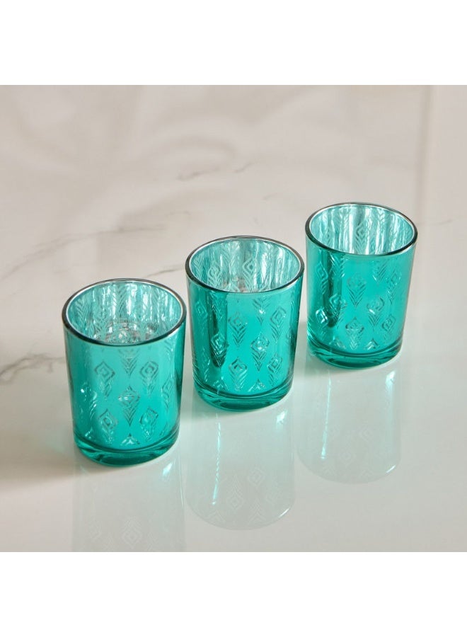 هوم بوكس طقم شمعدانات ثلاثي من الزجاج الزخرفي - Image 2