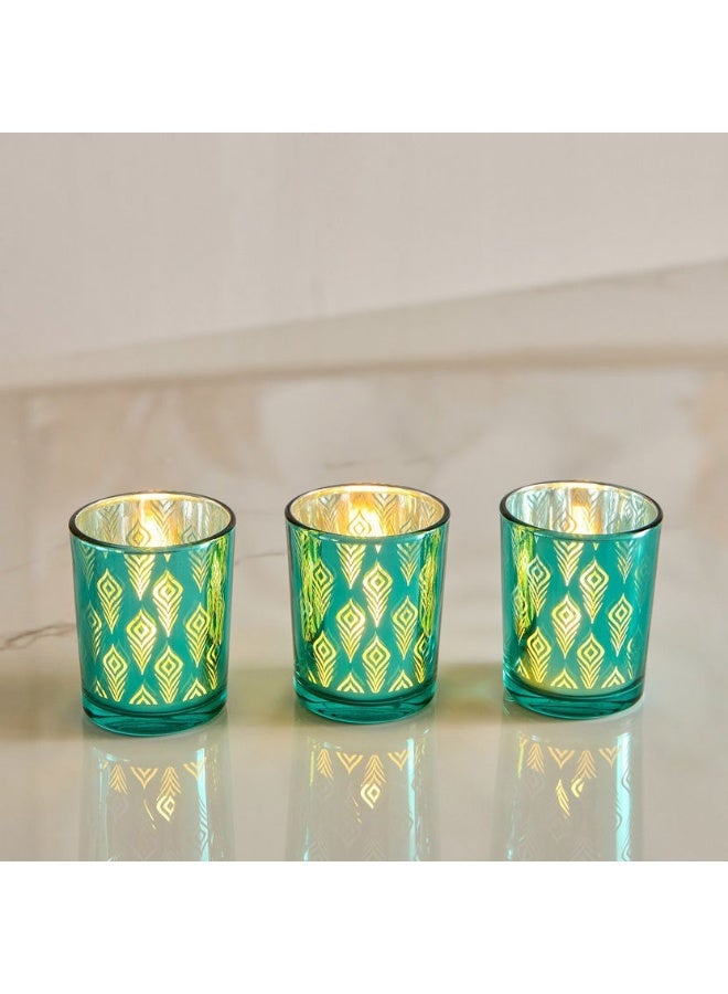 هوم بوكس طقم شمعدانات ثلاثي من الزجاج الزخرفي - Image 1