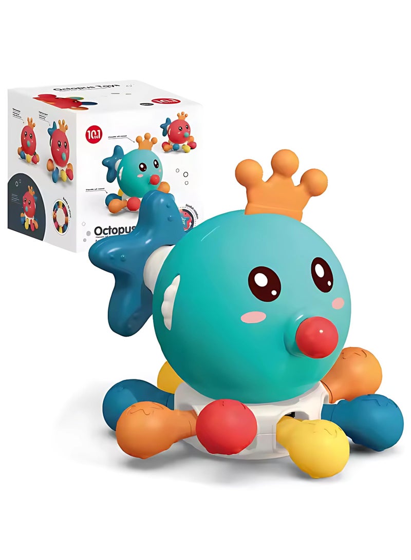 Twisoo Baby Spinning Octopus Toy – Rotating Popper Activity Fidget Sensory Toy, Montessori Interactive Press & Rattle Toy for Toddlers and Kids, Fine Motor Skill Development Toy (Green) - Image 1