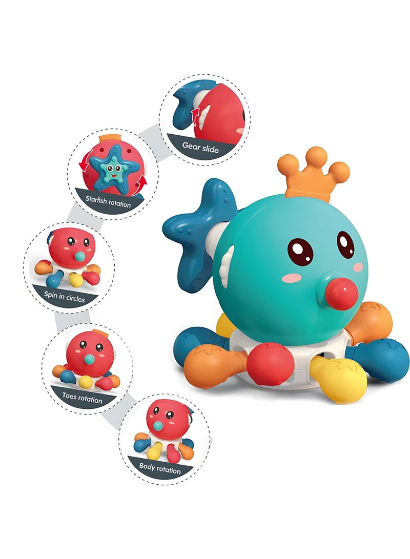 Twisoo Baby Spinning Octopus Toy – Rotating Popper Activity Fidget Sensory Toy, Montessori Interactive Press & Rattle Toy for Toddlers and Kids, Fine Motor Skill Development Toy (Green) - Image 3