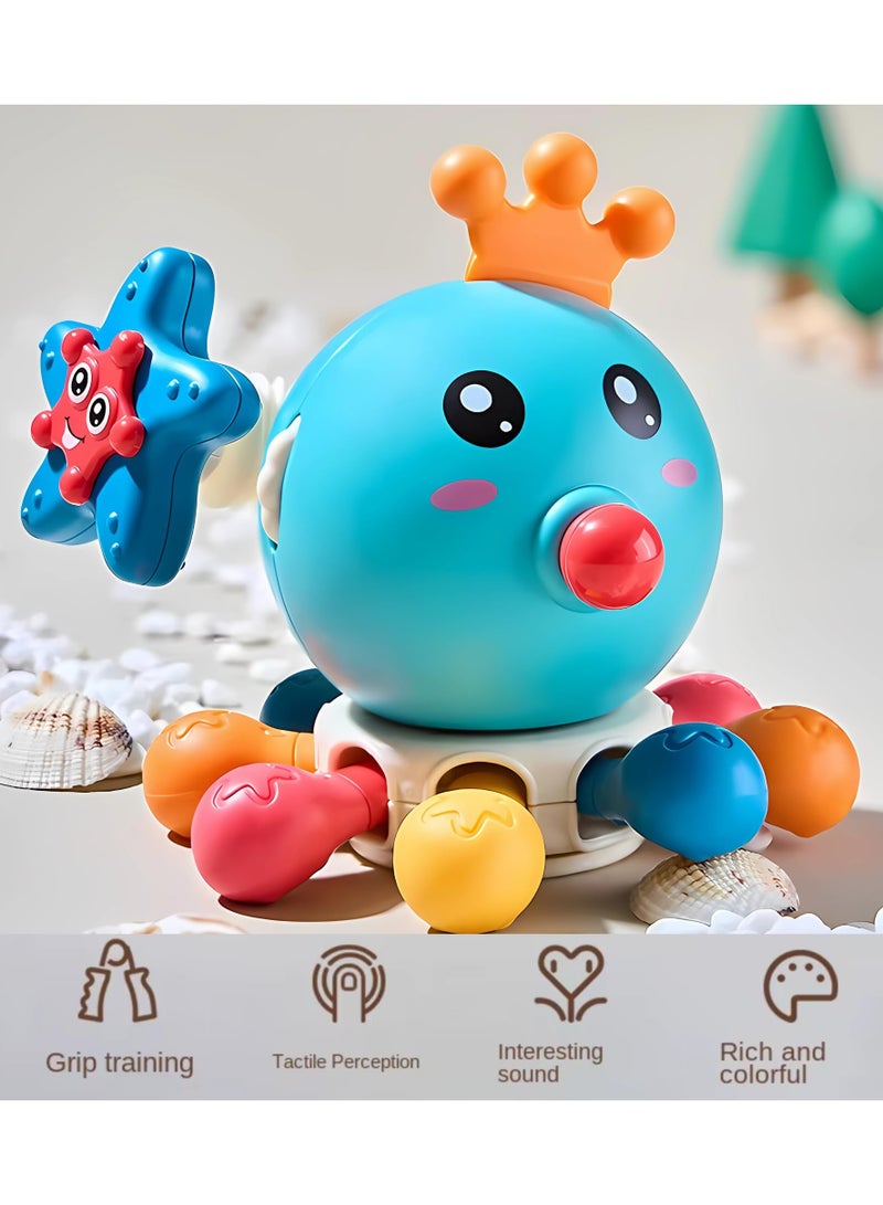 Twisoo Baby Spinning Octopus Toy – Rotating Popper Activity Fidget Sensory Toy, Montessori Interactive Press & Rattle Toy for Toddlers and Kids, Fine Motor Skill Development Toy (Green) - Image 5