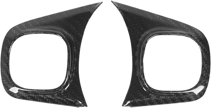 Carbon Fiber Steering Wheel Button Trim, Steering Wheel Button Frame Cover for 500 2020-2023, Glossy 3K Twill Decorative Interior Replacement Sticker with Easy - Image 1