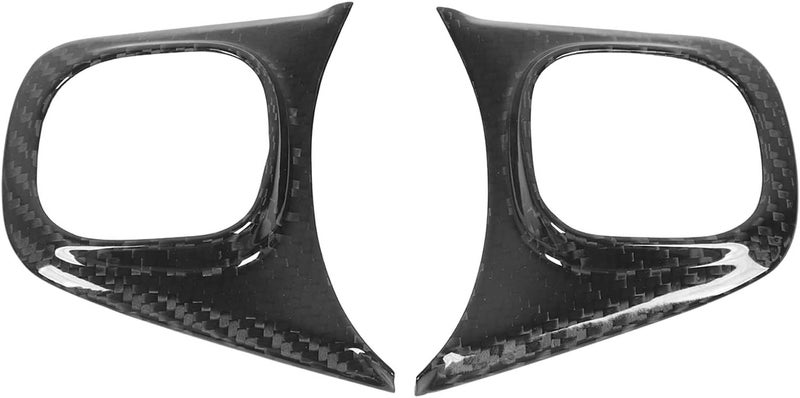 Carbon Fiber Steering Wheel Button Trim, Steering Wheel Button Frame Cover for 500 2020-2023, Glossy 3K Twill Decorative Interior Replacement Sticker with Easy - Image 3