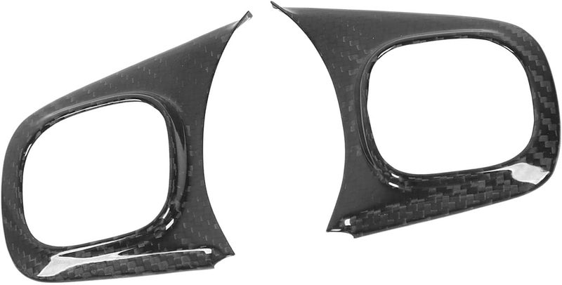 Carbon Fiber Steering Wheel Button Trim, Steering Wheel Button Frame Cover for 500 2020-2023, Glossy 3K Twill Decorative Interior Replacement Sticker with Easy - Image 4