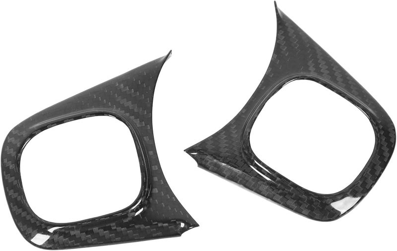 Carbon Fiber Steering Wheel Button Trim, Steering Wheel Button Frame Cover for 500 2020-2023, Glossy 3K Twill Decorative Interior Replacement Sticker with Easy - Image 2