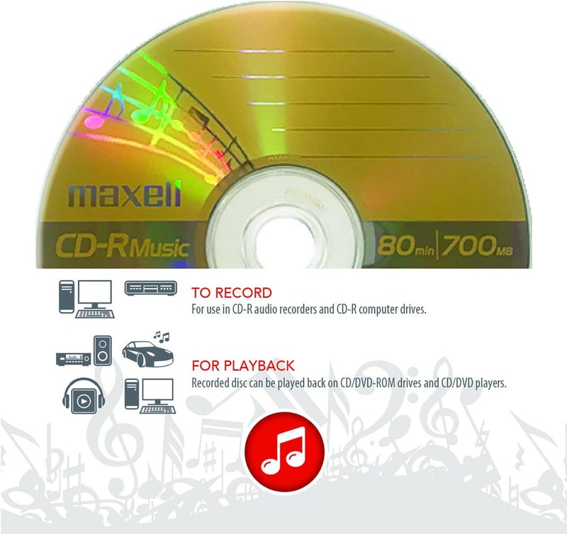 Maxell Maxell CDR Music Spindle Audio only Blank Media 50pack625156 - Image 4