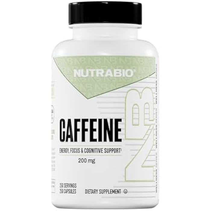 NutraBio كبسولات كافيين نوترا بايو 100% نقية (250 كبسولة) - Image 1