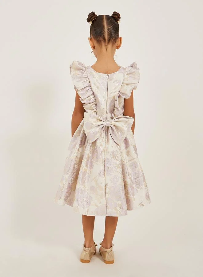 Styli Styli Ruffled Detail Bow Detail Sleeveless Dress