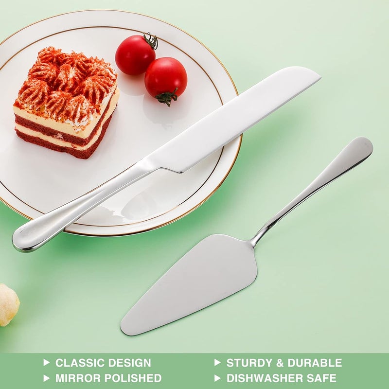ERVILO Cake Serving Set, Cake Pie Pastry Servers, Stainless steel Cake Knife and Server Set Perfect For Birthday, Wedding, Parties and Events (Silver) - Image 2