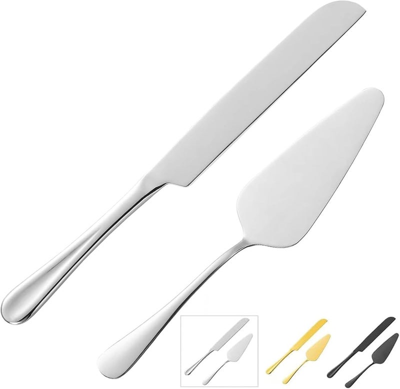 ERVILO Cake Serving Set, Cake Pie Pastry Servers, Stainless steel Cake Knife and Server Set Perfect For Birthday, Wedding, Parties and Events (Silver) - Image 1