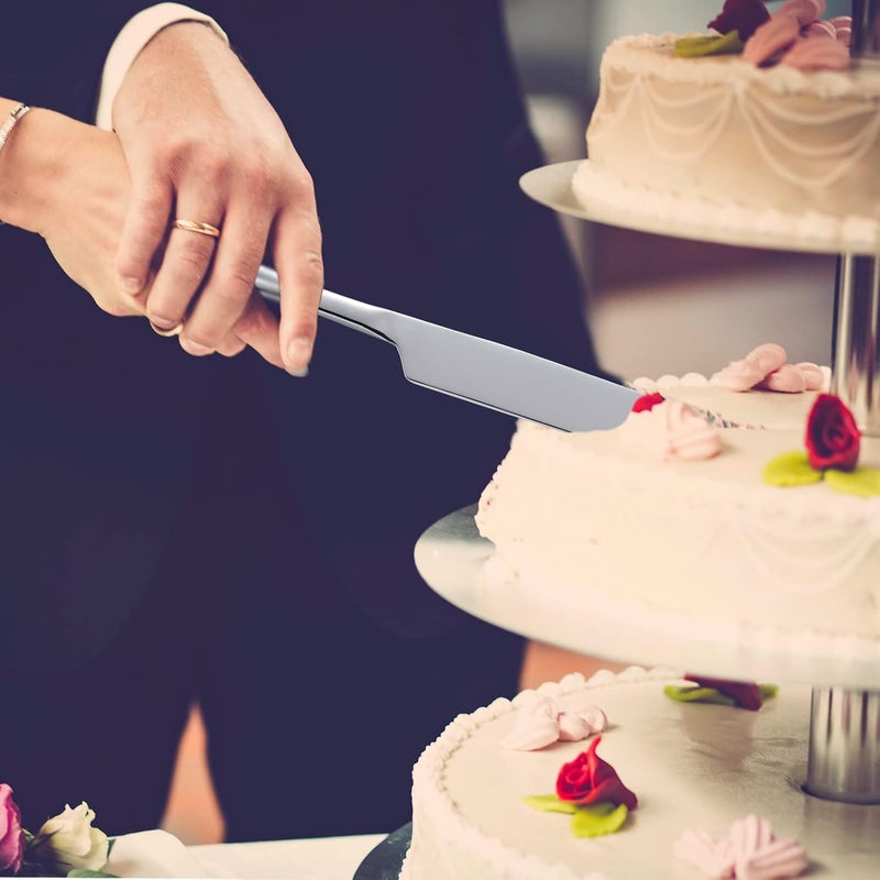 ERVILO Cake Serving Set, Cake Pie Pastry Servers, Stainless steel Cake Knife and Server Set Perfect For Birthday, Wedding, Parties and Events (Silver) - Image 3
