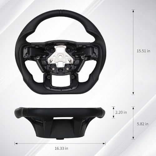 JIANGGAI عجلة قيادة جلدية كاملة من جيانغغاي، عجلة قيادة على شكل D بقبضة جلد مثقوب تناسب F150 2015-2020 (نسخة بدون دبابيس) - Image 2