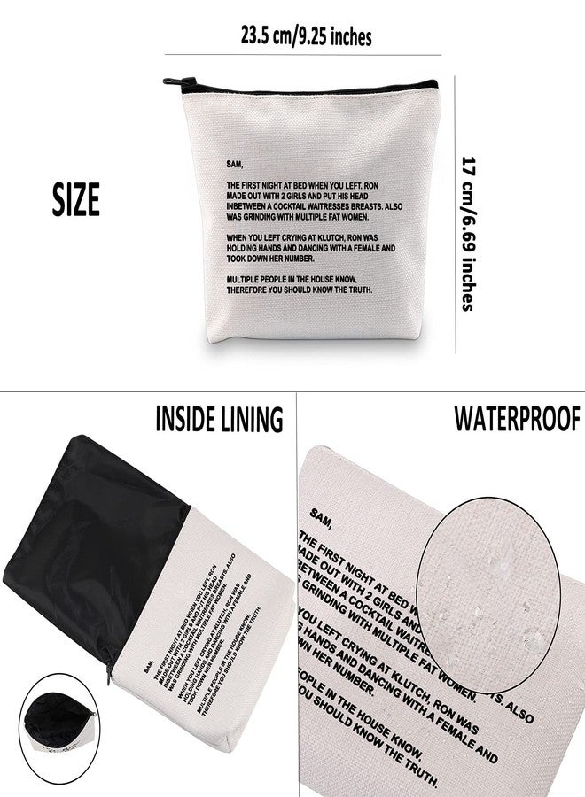 G2TUP TV Series Inspired Gift The Note to Sam Makeup Bag The Letter Cosmetic Bag Travel Pouch with Zipper for Fans (The Letter White Bag) - Image 3