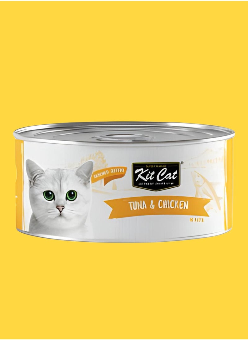 Kit Cat - Kit Cat (24 packs) wet food with Tuna & Chicken flavor for small and large cats / 80 grams - Image 1