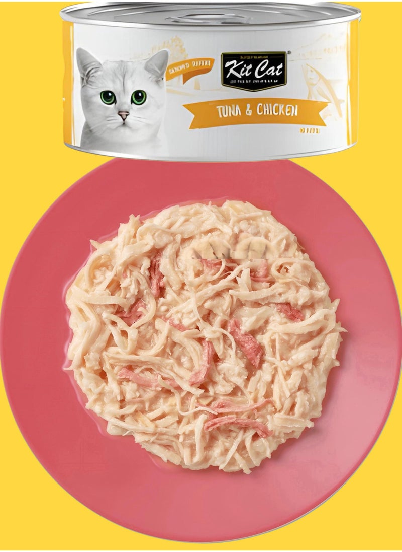 Kit Cat - Kit Cat (24 packs) wet food with Tuna & Chicken flavor for small and large cats / 80 grams - Image 1