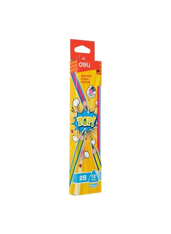 Deli Pencil 2B With Eraser Box 12Pc 