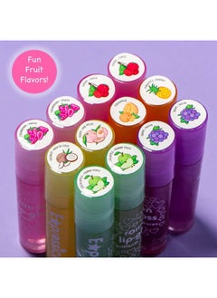 Expressions 12pc Roll On Lip Gloss Set w/Maribou Handle Carrying Case, Lip Makeup for Kids and Teens - Assorted Fruity Flavors, Non Toxic, Kid Friendly, Party Gift, Best Friends  - Image 3
