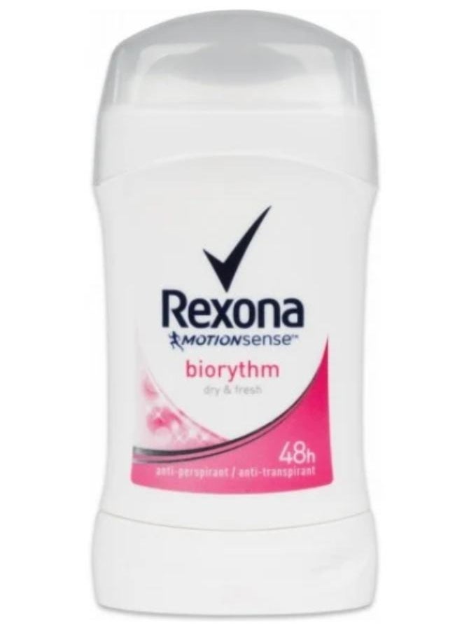Rexona - Rexona Biorythm Antiperspirant Deodorant Stick 40ml - Image 1