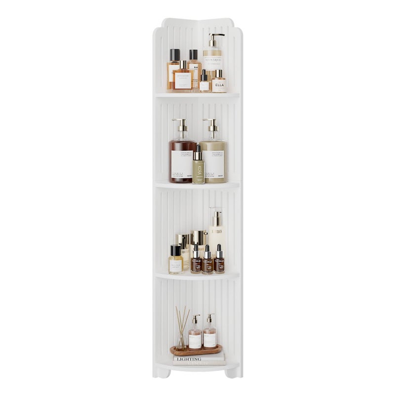 VECELO 4Tier Bathroom Shelves for Narrow Space Modern Corner Shelf StandSmall Storage Organizer for BathroomToilet Paper StandWhite - Image 2