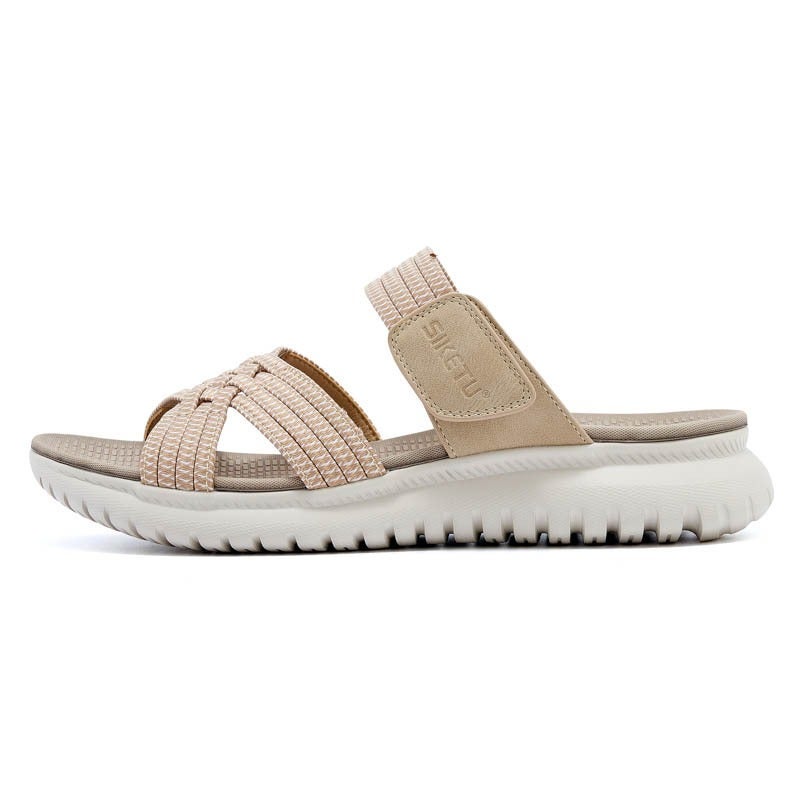 SIKETU Women's Summer Open-Toe Sandals - Lightweight Sporty Comfort, Elastic Strap, Wide Fit, Low Wedge Heel - Image 1