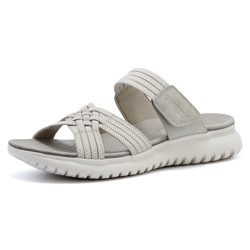 SIKETU Women's Summer Open-Toe Sandals - Lightweight Sporty Comfort, Elastic Strap, Wide Fit, Low Wedge Heel - Image 3