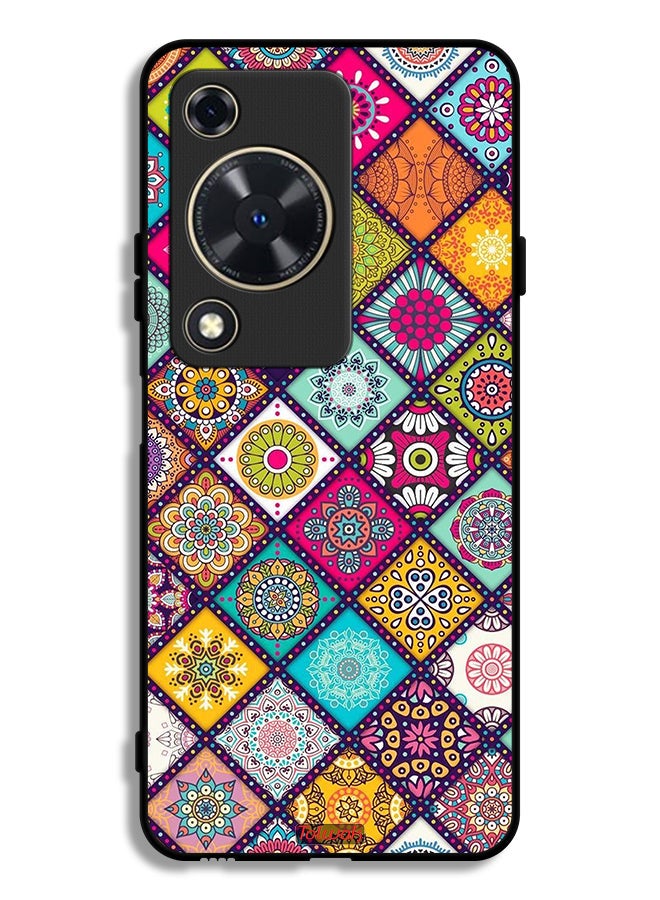 Tolwak Huawei Nova Y72S Protective Case Cover Mandala Squares Pattern