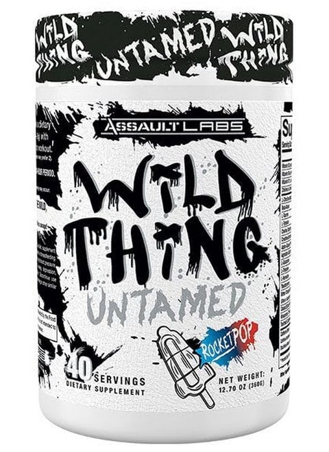 مسحوق ما قبل التمرين من Assault Labs Wild Thing مزيج من ثنائي سيترولين مالات وبيتا ألانين وL-Glutamine وكافيين لا مائي وL-Tyrosine لبناة الأجسام والرياضيين | خياران للنكهة (Rocket Pop)
