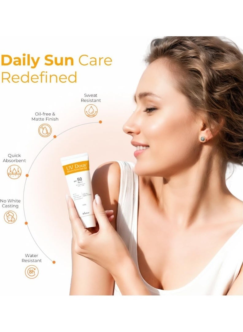 بريتون جل واقي من الشمس للوجه والجسم من الأشعة فوق البنفسجية مع عامل حماية من الشمس 50 PA+++ | (100 جرام) | مثبت سريريًا، لمسة نهائية غير لامعة، خالي من الزيوت | مقاومة للماء، لا يوجد قالب أبيض | حماية من الأشعة فوق البنفسجية الطويلة والمتوسطة | لجميع أنواع البشرة للرجال والنساء (100 جرام) - Image 3